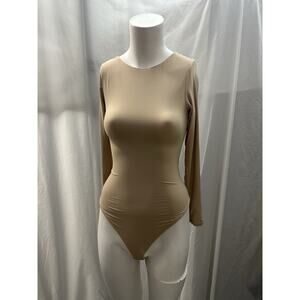 SUUKSESS Women V Neck Long Sleeve Bodysuit Thong Sz S